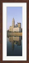 Reflection of buildings in a river, Scioto River, Columbus, Ohio, USA Fine Art Print