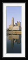 Reflection of buildings in a river, Scioto River, Columbus, Ohio, USA Fine Art Print