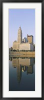 Reflection of buildings in a river, Scioto River, Columbus, Ohio, USA Fine Art Print