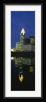 Buildings in a city lit up at night, Scioto River, Columbus, Ohio, USA Fine Art Print