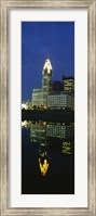 Buildings in a city lit up at night, Scioto River, Columbus, Ohio, USA Fine Art Print