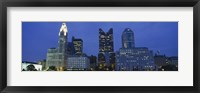 Low angle view of buildings lit up at night, Columbus, Ohio, USA Fine Art Print