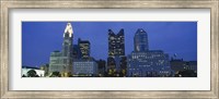 Low angle view of buildings lit up at night, Columbus, Ohio, USA Fine Art Print