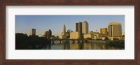 High angle view of buildings at the waterfront, Columbus, Ohio, USA Fine Art Print