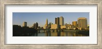 High angle view of buildings at the waterfront, Columbus, Ohio, USA Fine Art Print