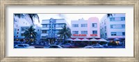 Traffic on road in front of hotels, Ocean Drive, Miami, Florida, USA Fine Art Print