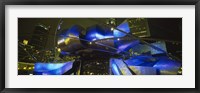 Pavilion in a park lit up at night, Pritzker Pavilion, Millennium Park, Chicago, Illinois, USA Fine Art Print