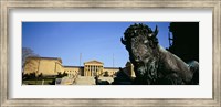 Sculpture of a buffalo with a museum in the background, Philadelphia Museum Of Art, Philadelphia, Pennsylvania, USA Fine Art Print