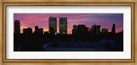 Silhouette of buildings in a city, Century City, Los Angeles, California Fine Art Print