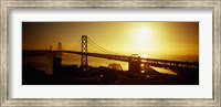 High angle view of a suspension bridge at sunset, Bay Bridge, San Francisco, California, USA Fine Art Print