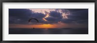 Silhouette of a person paragliding over the sea, Blacks Beach, San Diego, California, USA Fine Art Print