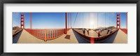 Group of people on a suspension bridge, Golden Gate Bridge, San Francisco, California, USA Fine Art Print