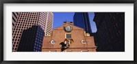 Low angle view of a golden eagle outside of a building, Old State House, Freedom Trail, Boston, Massachusetts, USA Fine Art Print