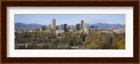 Skyscrapers in a city with mountains in the background, Denver, Colorado Fine Art Print