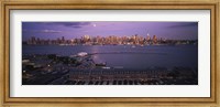 Glowing Moon over New York Skyline Fine Art Print