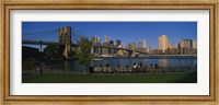 Brooklyn Bridge with skyscrapers in the background, East River, Manhattan, New York City Fine Art Print