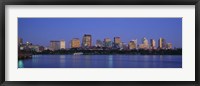 Buildings at the waterfront lit up at night, Boston, Massachusetts, USA Fine Art Print