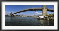 Suspension bridge across a river, Brooklyn Bridge, East River, Manhattan, New York City, New York State, USA Fine Art Print