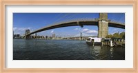 Suspension bridge across a river, Brooklyn Bridge, East River, Manhattan, New York City, New York State, USA Fine Art Print