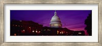 Low angle view of a government building lit up at twilight, Capitol Building, Washington DC, USA Fine Art Print