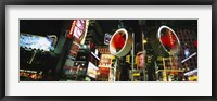 Low angle view of buildings lit up at night, Times Square, Manhattan, New York City, New York State, USA Fine Art Print