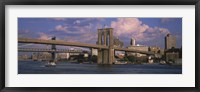 Boat in a river, Brooklyn Bridge, East River, New York City, New York State, USA Fine Art Print