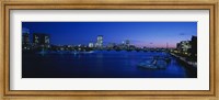 Buildings lit up at dusk, Charles River, Boston, Massachusetts, USA Fine Art Print