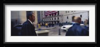 Two people walking, New York Stock Exchange, Wall Street, Times Square, Manhattan, New York City, New York State, USA Fine Art Print