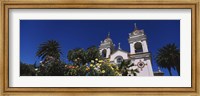 Plants in front of a cathedral, Portuguese Cathedral, San Jose, Silicon Valley, Santa Clara County, California, USA Fine Art Print