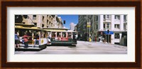 Two cable cars on a road, Downtown, San Francisco, California, USA Fine Art Print