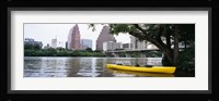 Yellow kayak in a reservoir, Lady Bird Lake, Colorado River, Austin, Travis County, Texas, USA Fine Art Print