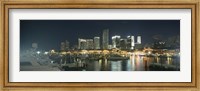 Boats at a harbor with buildings in the background, Miami Yacht Basin, Miami, Florida, USA Fine Art Print