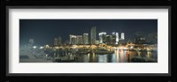 Boats at a harbor with buildings in the background, Miami Yacht Basin, Miami, Florida, USA Fine Art Print