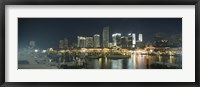 Boats at a harbor with buildings in the background, Miami Yacht Basin, Miami, Florida, USA Fine Art Print