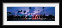 Buildings lit up at dusk, Miami, Florida, USA Fine Art Print