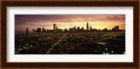 CGI composite, High angle view of a city at night, Chicago, Cook County, Illinois, USA Fine Art Print