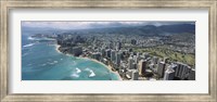 Aerial view of buildings at the waterfront, Waikiki Beach, Honolulu, Oahu, Hawaii, USA Fine Art Print