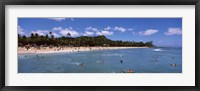 Tourists on the beach, Waikiki Beach, Honolulu, Oahu, Hawaii, USA Fine Art Print