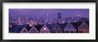 City skyline at night, Alamo Square, California, USA Fine Art Print