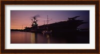 Silhouette of an aircraft carrier in the sea, USS Intrepid, New York City, New York State, USA Fine Art Print