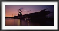 Silhouette of an aircraft carrier in the sea, USS Intrepid, New York City, New York State, USA Fine Art Print