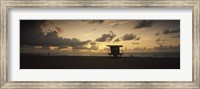 Silhouette of a lifeguard hut on the beach, South Beach, Miami Beach, Miami-Dade County, Florida, USA Fine Art Print