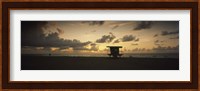 Silhouette of a lifeguard hut on the beach, South Beach, Miami Beach, Miami-Dade County, Florida, USA Fine Art Print