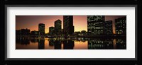 Buildings lit up at dusk, Oakland, Alameda County, California, USA Fine Art Print