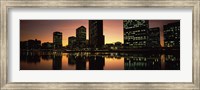 Buildings lit up at dusk, Oakland, Alameda County, California, USA Fine Art Print