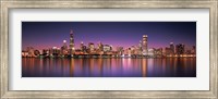 Reflection of skyscrapers in a lake, Lake Michigan, Digital Composite, Chicago, Cook County, Illinois, USA Fine Art Print