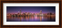 Reflection of skyscrapers in a lake, Lake Michigan, Digital Composite, Chicago, Cook County, Illinois, USA Fine Art Print