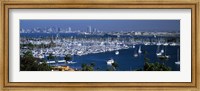 Aerial view of boats moored at a harbor, San Diego, California, USA Fine Art Print