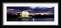 Monument lit up at dusk, Jefferson Memorial, Washington DC, USA Framed Print