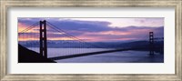 Silhouette of a suspension bridge at dusk, Golden Gate Bridge, San Francisco, California Fine Art Print